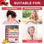 Feminine Balance Gummies for Women - Vaginal Health, pH Balance Support, Pineapple Probiotics Gummies for Women with Cranberry Extract and D-Mannose, Sugar Free, Vegan, Cranberry Flavor - 60Ct (2pack)