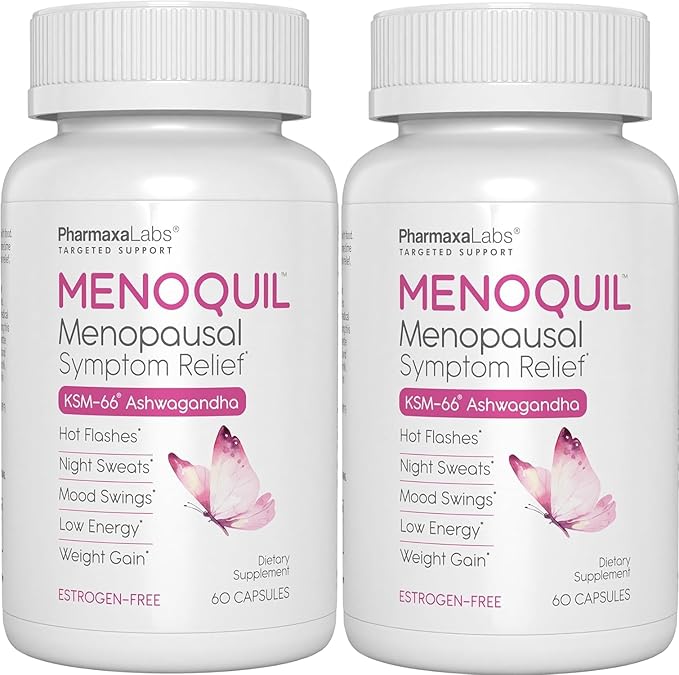 Menopausal Strength Symptom Relief Helps to Combats Menopause, Hot Flashes, Night Sweats and Mood Swings to Promote Restful Sleep and Energy Boost - 60 Capsules (Pack of 2)