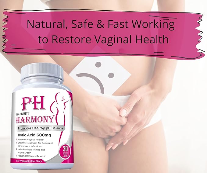 N'More pH Harmony Boric Acid Vaginal Suppositories for Yeast Infection Relief + Reusable Applicator — 30 Count, 600 mg, Made in USA