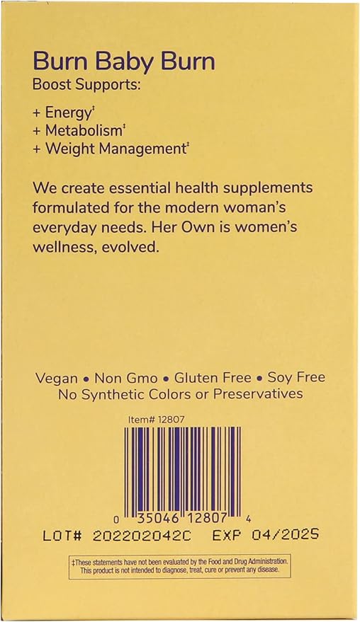her own Boost, Helps Boost Energy, Supports Metabolism, Proprietary Thermogenic Blend, Green Tea Leaf Extract, Gluten and Soy Free, Vegan, 60 Capsules, 30 Servings, Small, Multi