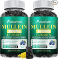 2 Packs 3000MG Organic Mullein Gummies for Lung, Mullein Leaf Extract for Lungs - Quercetin, Bromelain for Respiration，Immune and Digestive Support, 120 Count Blueberry Gummys