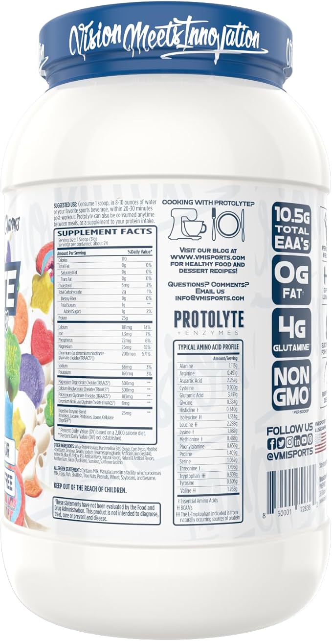 VMI Sports | ProtoLyte Whey Isolate Protein Powder | Low Calorie Whey for Weight Loss and Muscle Gain | Digestive Enzymes | Non-GMO (1.6 lb, Marshmallow Charms)