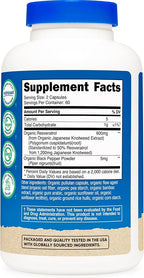 Nutricost Organic Resveratrol (600mg) 120 Capsules - USDA Organic, CCOF Certified, Vegan, GMO-Free, Gluten-Free, 60 Servings