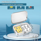 Pill Box 2 Compartment Small Pill Case,Portable for Pocket or Purse Pill Organizer Pill Container Holder to Hold Vitamins, Medication, Fish Oil and Supplements(Ocean Marble)