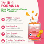Lutein and Zeaxanthin Supplements Gummies, Advanced Eye Vitamin Supplement with Bilberry, Saffron, Grape Seed, Omega 3 for Macular Health, Dry Eye, Visual Function - Orange Flavor, 120 Count