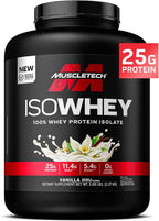 MuscleTech ISO Whey Isolate Protein Powder, Vanilla - Post Workout Gym Supplement for Lean Muscle Gain, Body Building Weight Gainer & Recovery - 25g Protein, BCAA, EAA & 0 Added Sugar - 5lbs