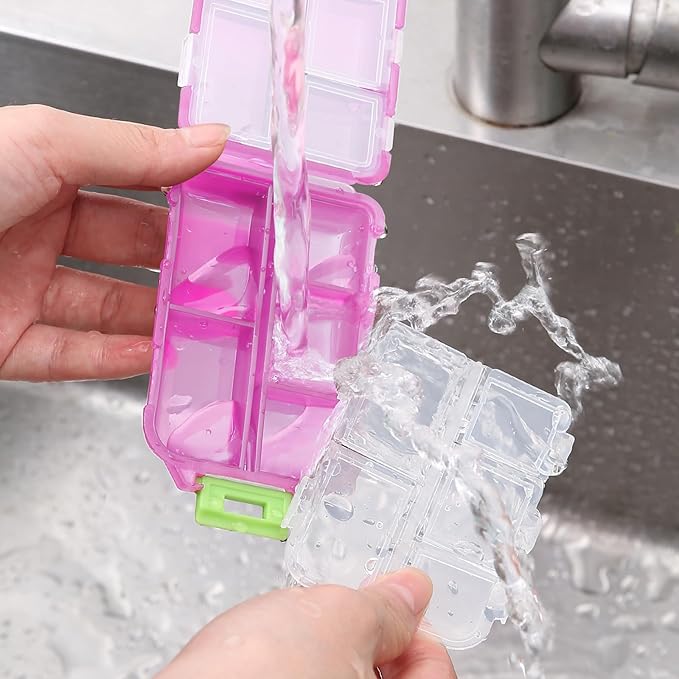 1Pack Travel Pill Organizer - 10 Compartments Pill Case, Compact and Portable Pill Box, Perfect for On-The-Go Storage, Pill Holder for Purse Pink