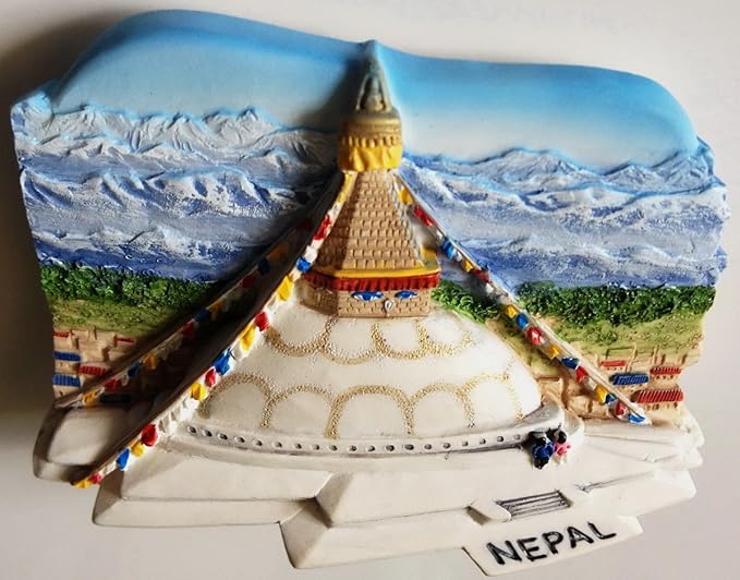 WitnyStore Tiny Boudhanath Stupa in Kathmandu, Nepal South Asia Tourist Attractions Resin Refrigerator Magnet Traveler Souvenir 3D Fridge Magnets
