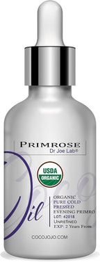 Dr Joe Lab Organic Evening Primrose Oil - USDA Certified - Pure Cold Pressed Virgin Non GMO Vegan Carrier Oil for Skin, Hair, Nails, Face- 1 oz Glass and Dropper - Hydrates & Nourishes