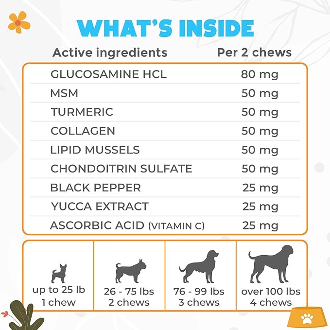ZENO Glucosamine HCL & Hip and Joint Chews for Dogs - 150 pcs - Advanced Hip and Joint Support for Senior Dogs - with MSM & Green Lipped Mussel - Beef