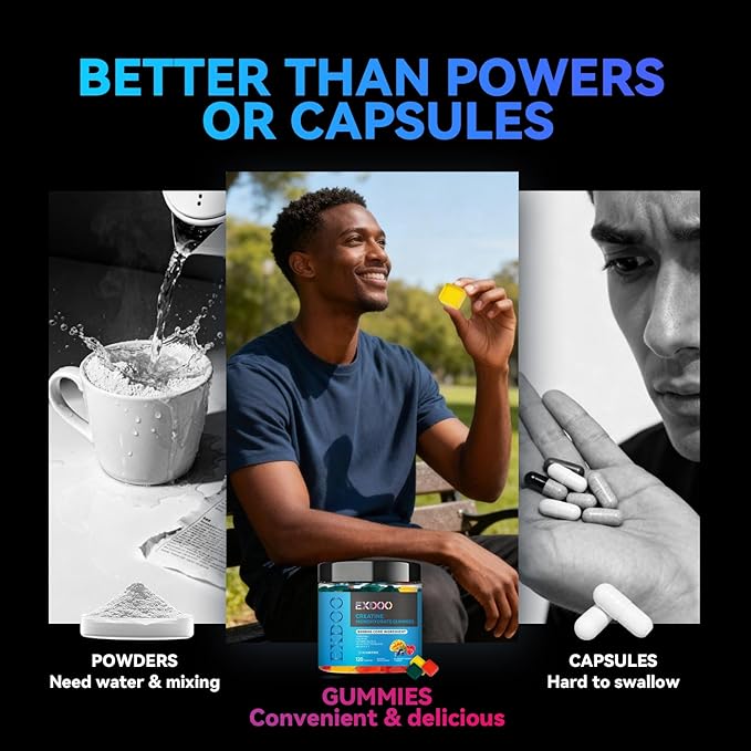 Creatine Monohydrate Gummies Complex 8000mg for Men and Women Creatine with Taurine BCAA Electrolyte for Strength Energy&Muscle Support Pre-Workout Gummies Sugar Free 120pcs