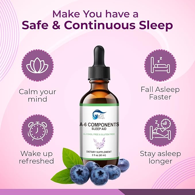 "Sleep Aid Drops Special Formula with Valerian Root, Melatonin, Chamomile, Lavender, Rhodiola Rose, and Vitamin B6 Sleep Support