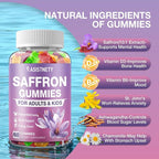 Saffron Gummies for Kids & Adults 88.5mg Saffron Extract, Cαlm, Focus & Mood Support, Saffron Supplement with L-Theanine, St.John's Wort, Lemon Balm, Magnesium, Gentle Nerve & Rest Support (Pack of 2)