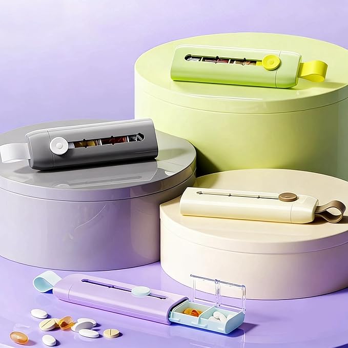 Travel Pill Organizer with 3 Compartments Pill Case,Portable Compact Daily Pill Box,Pill Holder for Vitamins,Cod Liver Oil, Supplements and Medication (Cream) (Cream)
