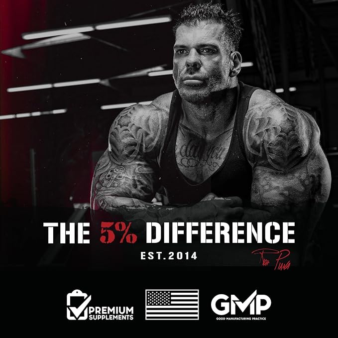 5% Nutrition Rich Piana Knocked Out Natural Sleep Aid | Post-Workout Recovery & Deep Sleep Supplement | GABA, Melatonin, Chamomile, Tyrosine, 5-HTP, & More | 8.4 oz, 30 Servings (Hot Chocolate)