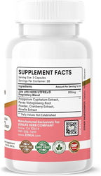 ZEN LIFE HERB UTFREx – Fast Acting - Promotes Urinary Tract Health Supports Healthy Immune and Urinary System, No Vitamins, Minerals, Prebiotics, Sugar, Plant-Based Supplement (60 Capsules)