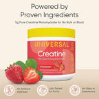 Universal U Creatine Monohydrate for Women - Flavored Creatine Powder, Female Strength, Energy, Lean Muscle Support and Recovery Supplement, No Bloat, No Bulk, 5g Per Serving, 30 Servings, Strawberry