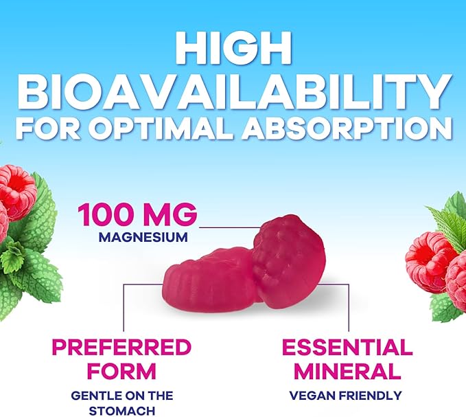 Magnesium Citrate Gummies for Adults & Kids - High Absorption Magnesium Supplements - Premium Calm, Relaxation, Muscle, Nerve, Bone & Heart Support - Great-Tasting Vegan Gummy Supplement - 60 Gummies