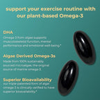 Iwi Omega-3 Sport, 60 Softgels (30 Servings), Plant-Based Vegan Algae Omega 3 with DHA, Exercise Recovery Support Dietary Supplement, Krill & Fish Oil Alternative, No Fishy Aftertaste