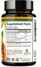 Turmeric Curcumin Supplement 1500mg - Organic Tumeric & BioPerine Black Pepper for Best Absorption with 95% Curcuminoids, Nature's Joint & Immune Support, Non-GMO, Bottled in USA - 240 Capsules