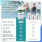 Magnesium Glycinate Gummies 1000mg - Sugar Free Magnesium Potassium Supplement with Vitamin D, B6, CoQ10 for Calm Mood & Sleep Support - 60 Blueberry Gummies