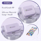 Travel Pill Organizer Box with Medicine Labels, 2Pack 7 Compartments Portable Pill Case, Daily Medication Organizer Storage Pill Container for Pocket Pharmacy(Purple, S+L 2pack)