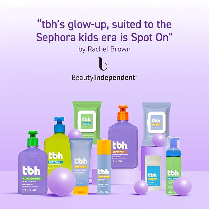 TBH Kids Teen Hygiene Starter Kit- Shampoo, Conditioner, Body Wash, Face Wipes, Face Wash, Moisturizer, and Deodorant for Kids - 7 in 1 Kit for all Your Tweens Needs