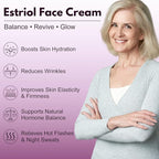 Estriol Face Cream for Women - With Bioidentical Estriol, Wild Yam| Estrogen Moisturizer Cream to Lift Skin, Reduce Fine Lines & Revitalize, Hot Flash & Menopause Relief | 4.25 oz