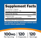 Nutricost Hyaluronic Acid Capsules 100mg,120 Vegetarian Capsules - Gluten Free, Non-GMO