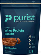 PURIST REP Whey Protein Powder, Premium Milk Chocolate Grassfed Isolate,Workout Recovery, Keto Friendly, Clean Nutrition Meal Replacement, Promotes Lean Muscle, Sugar and Gluten-Free Women Men, 2 Lb