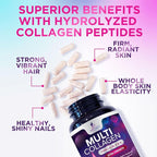 Multi Collagen Pills 2400 mg Per Serving - Advanced Types I, II, III, V, X - Hydrolyzed Multi Collagen Peptides Pills Supplement for Women & Men - Hair, Skin, & Nail Support Supplements - 180 Capsules