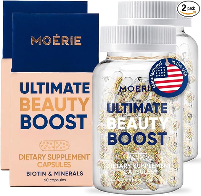 Moerie Ultimate Hair Growth Supplements for Women & Men - Hair, Skin, Nails Vitamins with Biotin & Minerals - for Thicker, Fuller Hair & Hair Loss Treatment - 120 Capsules
