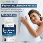 Sigma Biotics Melatonin 3mg Chewable Tablets - Sleep Supplement for Optimum Rest & Sleep-Wake Cycle - Non-GMO Melatonin Pills - Ideal for Occasional Sleeplessness - 3mg Dose, 50 Tablets