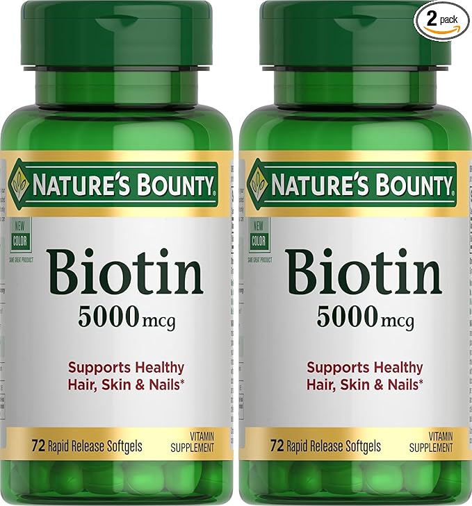 Nature's Bounty Super Potency Biotin 5000mcg - 72 softgels (Pack of 2)