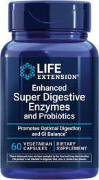 Life Extension Enhanced Super Digestive Enzymes and Probiotics – B. coagulans Probiotic, 10 Digestive Enzymes – Supports Digestion, Comfort & GI Balance – Non-GMO, Vegetarian – 60 Capsules