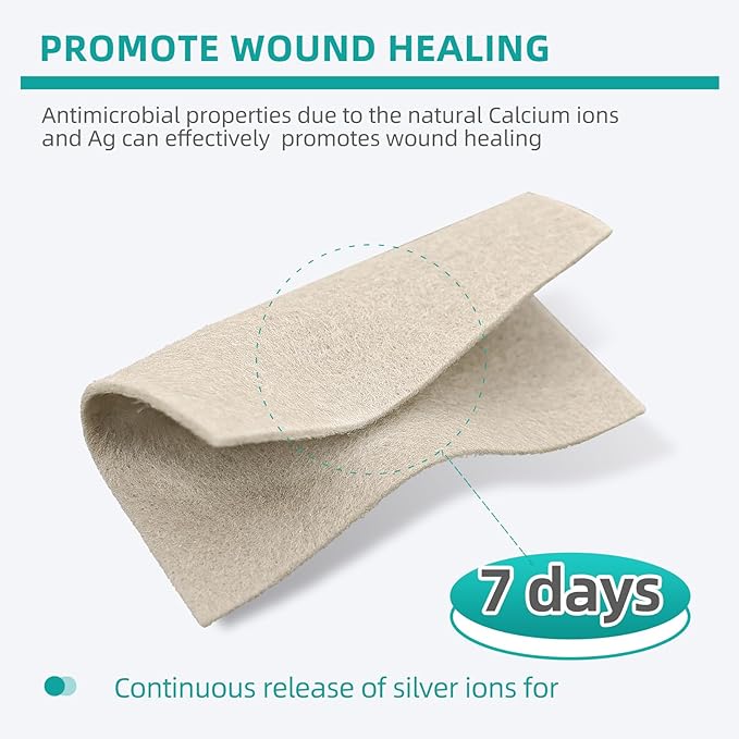 Dimora Upgrade Silver Calcium Alginate Wound Dressing -Antibacterial Non Stick Gauze for Wounds Care, Highly Absorbent Sterile Bandage Pads with Ag, 2'' x 2'' Patches 12 Packs Individual