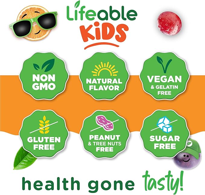 Lifeable Magnesium Citrate Gummies Sugar Free for Kids | Great Tasting Vegan Non-GMO Magnesium Citrate Supplement Gummies | Kids Magnesium Gummies for Muscle and Nerve Function | 60 Count