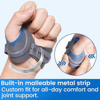 Velpeau CMC Thumb Brace for Osteoarthritis - with Shape-memory Restriction Splint, CMC Joint Stabilizer, Basal Thumb Arthritis Pain Relief and Support for Women and Men (Blue, Right Hand, Large)