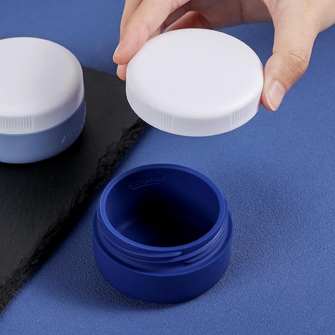 Kuangre Travel Containers for Toiletries, Silicone Cream Jars BPA-Free, Leak-proof 1.35oz Travel Size Containers, Portable Size Silicone Jars with Lid for Cosmetic Face Hand Body Cream (4 Pack)