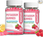 2 Pack Potassium Gummies, Potassium Chloride 1000mg for Adults, Chewable Potassium Supplement for Women & Men, Support Leg Cramps & Muscle Health - Sugar-Free, Vegan,120 Count