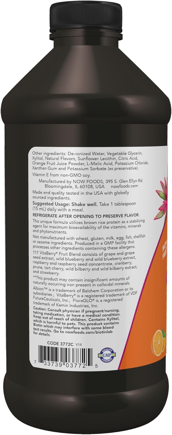 NOW Foods Supplements, Liquid Multi, Tropical Orange Flavor, Fast Absorption, with Added Phytonutrients, 16-Ounce