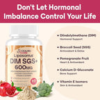 Liposomal DIM SGS Supplement - Estrogen Supplements for Women & Men Contains Sulforaphane Glucosinolate, Vitamin E, Pomegranate Fruit - Support Detox and Antioxidant (2 Pack)
