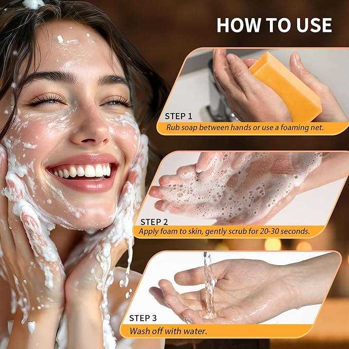 Kojic Acid Soap for Dark Spot Remover Bars with Turmeric, Vitamin C, Retinol, Collagen with Hyaluronic Acid, Vitamin E, Shea Butter, Castile Olive Oil - 3.52 OZ x 2 Bars with Bag