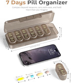Pillex Weekly Pill Organizer 2 Times a Day, 7-Day AM PM Pill Box, Travel Pill Case, Medicine Pill Organizer for Fish Oils, Vitamins & Supplements