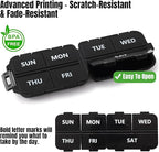 7 Day Compact Pill Organizer, Foldable Portable Travel Pill Box with Double Protection, Daily Small Pill Case Dispenser for Medication, Vitamins, Supplements (Black)