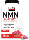 Force Factor NMN Longevity & Anti-Aging, Nicotinamide Mononucleotide, NAD+, Support Cellular Health, Cellular Repair, Energy Metabolism, Strawberry, 60 Soft Chews