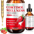 Cortisol Support Supplements for Men and Women, Cortisol Detox Hormone Balance with Magnesium, Ashwagandha, L-theanine, Phosphatidylserine for Lower Cortisol, Calm, Mood Support (60ML, strawberry)