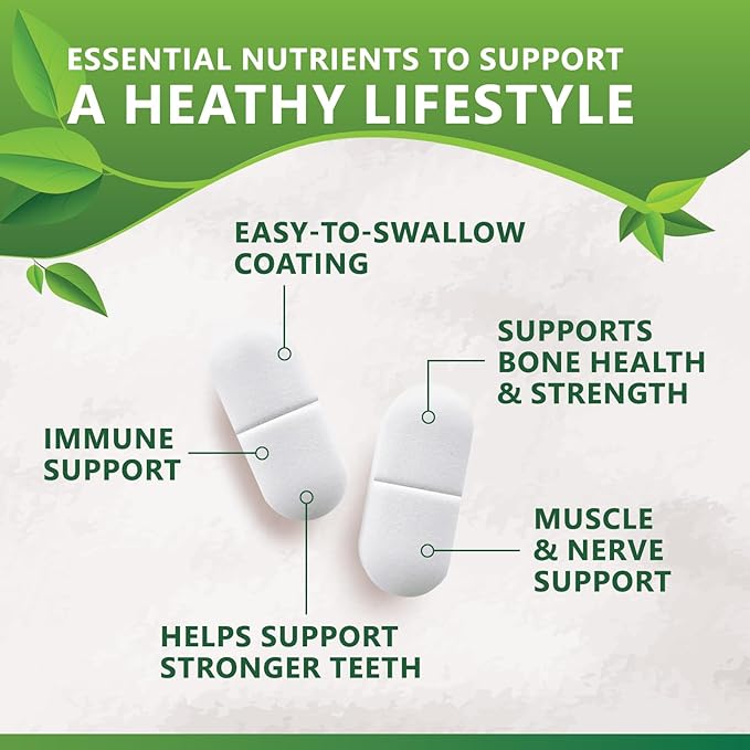 Calcium Supplement with Vitamin D3-1200 mg Calcium per Serving with D3 for Best Absorption - Supports Immune Health, Bones & Teeth - Nature's Calcium is Bottled in USA for Women & Men - 120 Tablets