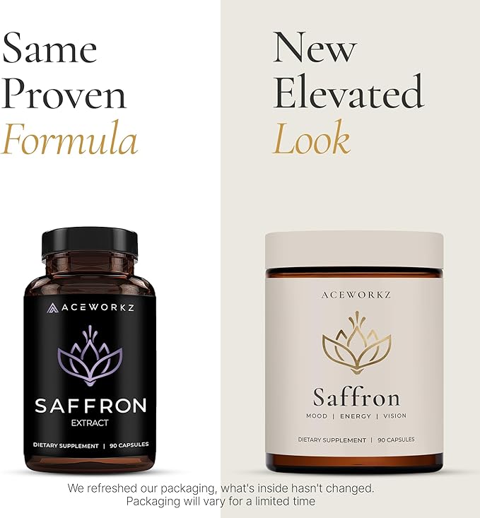 Natural Appetite Suppressant for Weight Loss – Organic Saffron Extract with BioPerine® for Enhanced Absorption – Supports Energy & Mood (90 Capsules)