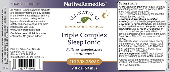 Native Remedies Triple Complex Sleep Tonic - Relieves Mild Tension and Sleeplessness, Increases Drowsiness and Restores Healthy Sleep Patterns - 59 mL